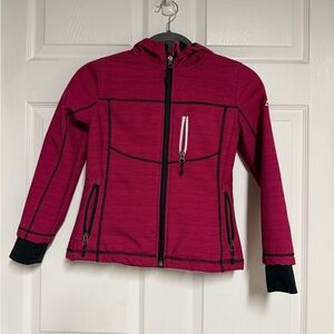 Snozu Pink Ski Jacket with Black Trim and Stand-Up Collar